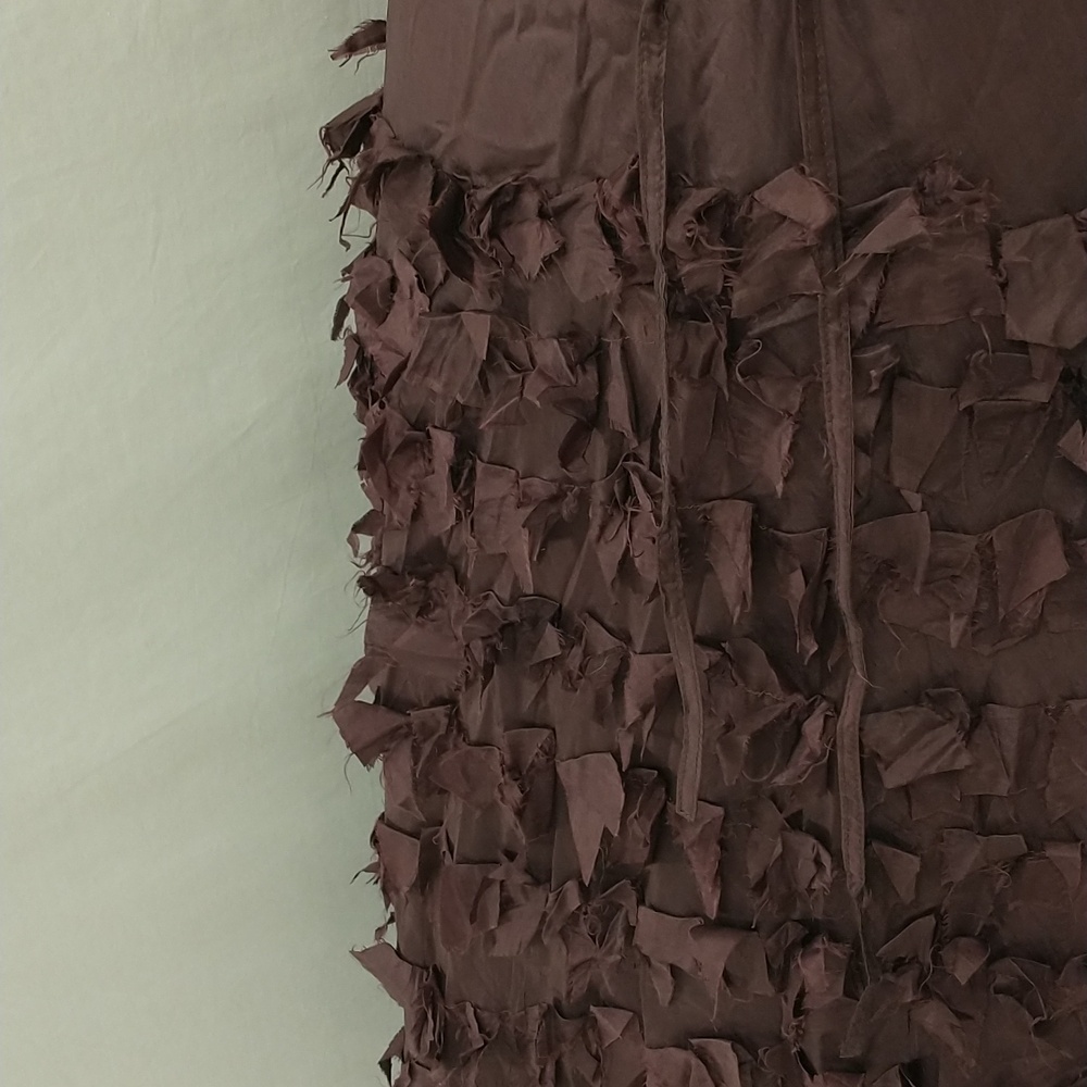 100% Silk Skirt Rag Ruffles Tiered Effect Chan Luu Long Maxi Brown Burgundy SeeM - Picture 3 of 12